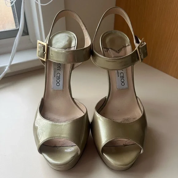 Jimmy Choo Champagne Open-toe Platform Sandal Pumps - Picture 2 of 9